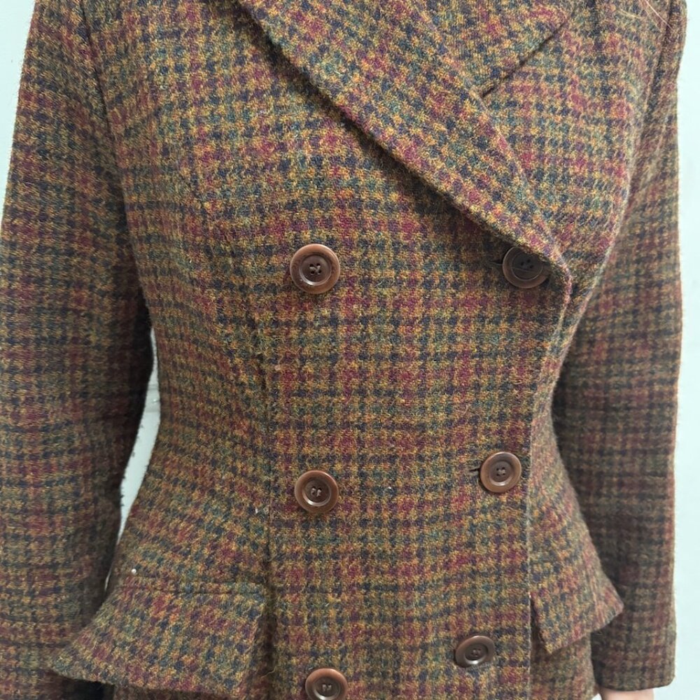 Lena Hoschek Lawrence Double-Breasted Harris Tweed Coat - Size L - Picture 2 of 15